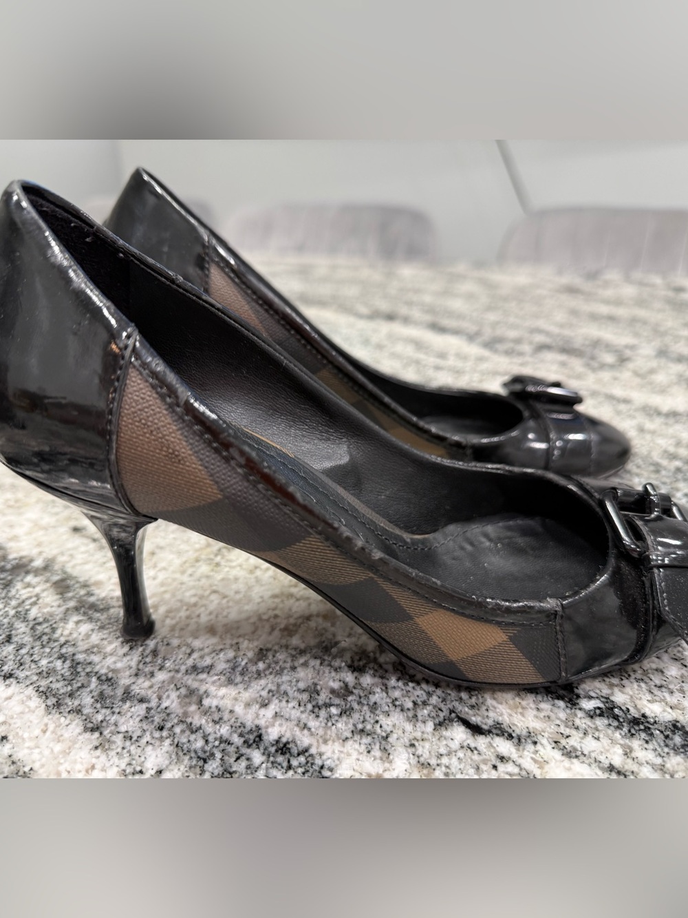 Burberry Black Patent Leather Pointed Toe Pump with Buckle Detail 36 - Picture 9 of 16